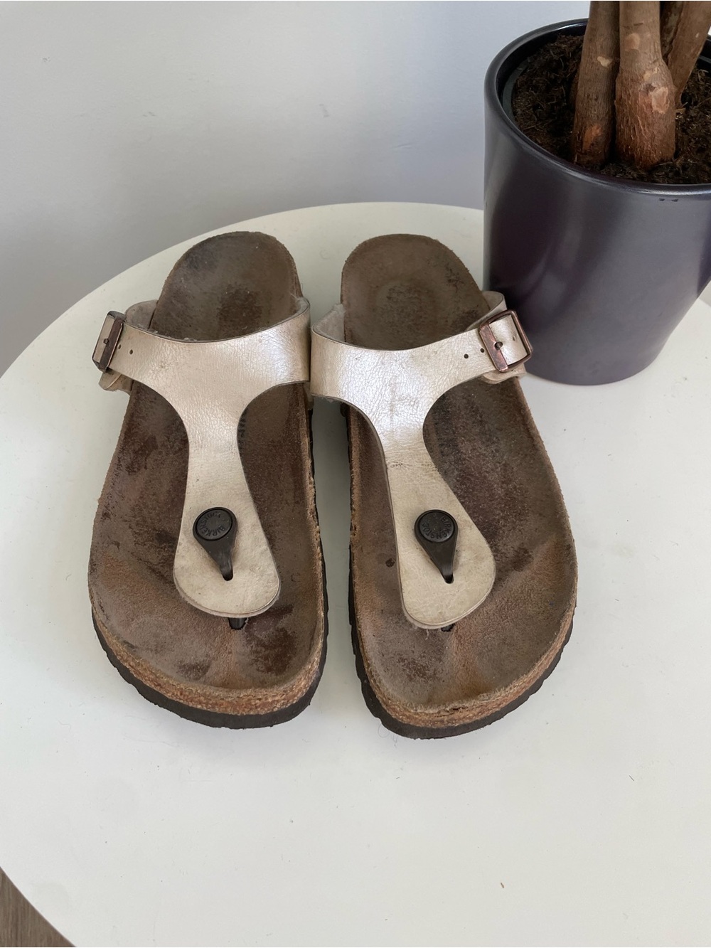 Women Size 6.5 Birkenstock Gizeh Graceful Taupe Birko Flor Sandals EUR 37